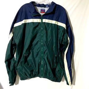 Vintage Blue and Green Windbreaker. Size Large